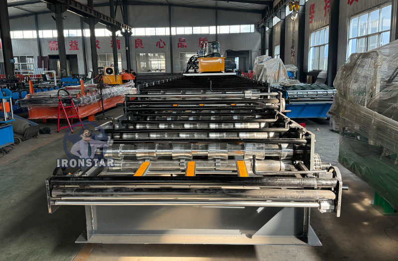 “Double Layer Roll Forming Machine 6 Rib Trapezoidal and 6 Rib Bamboo Tile 2 Layer Roofing Sheet Making Machine for Romania”